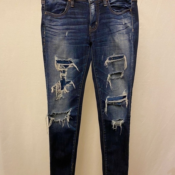 American Eagle 2 Short Jeggings Distressed Patched Vintage Collection Jeans - Picture 11 of 12